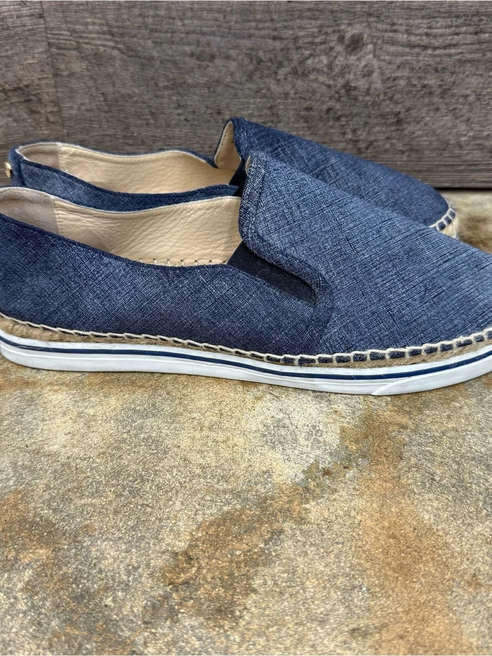 Jimmy Choo Blue Dawn Textured Slip-On Espadrilles